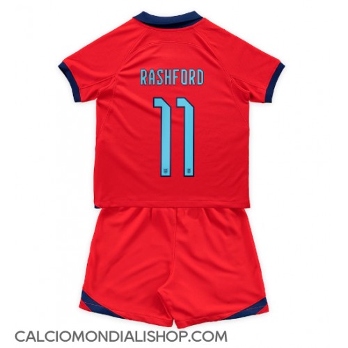Maglie da calcio Inghilterra Marcus Rashford #11 Seconda Maglia Bambino Mondiali 2022 Manica Corta (+ Pantaloni corti)